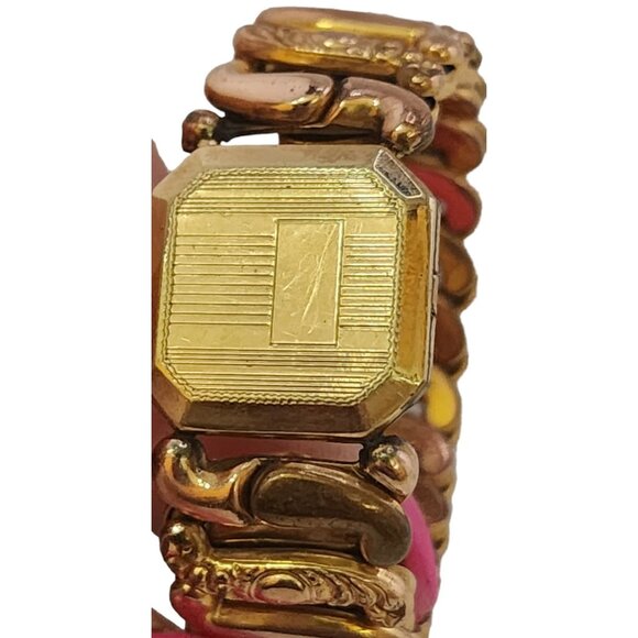 Vintage Signed LA MODE Etched Square Front Childs Sweetheart Bracelet (A4744) - Picture 4 of 8